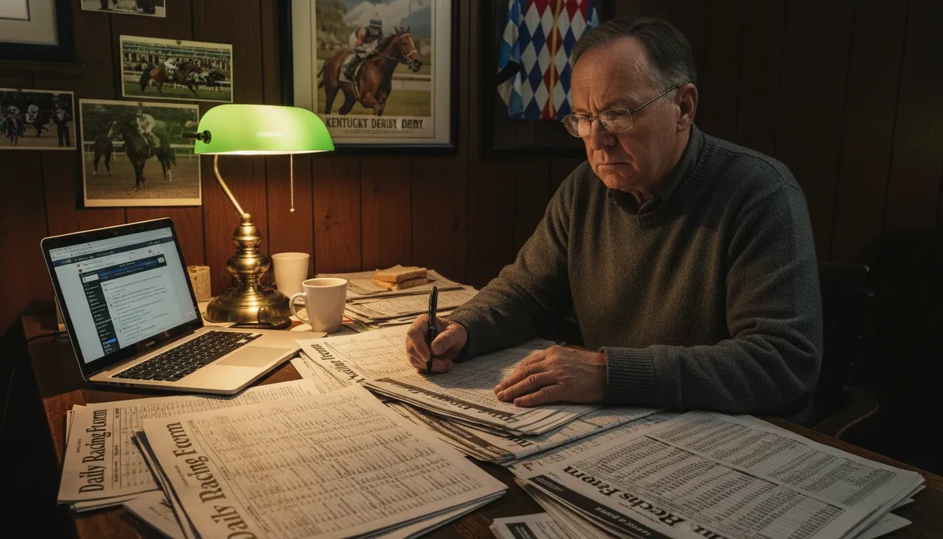 Handicapper analyzing Kentucky Derby contenders